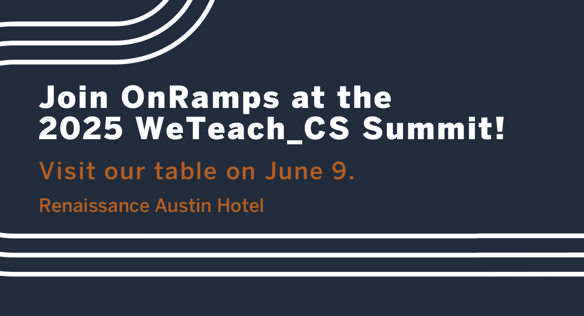 #OnRamps is thrilled to be exhibiting at the <a href="/UTAustin/">UT Austin</a> 2025 WeTeach_CS Summit! Dive into the latest in computer science education and innovation. Visit our table to learn more about our OnRamps Computer Science course! 🌟 bit.ly/45fmaXh