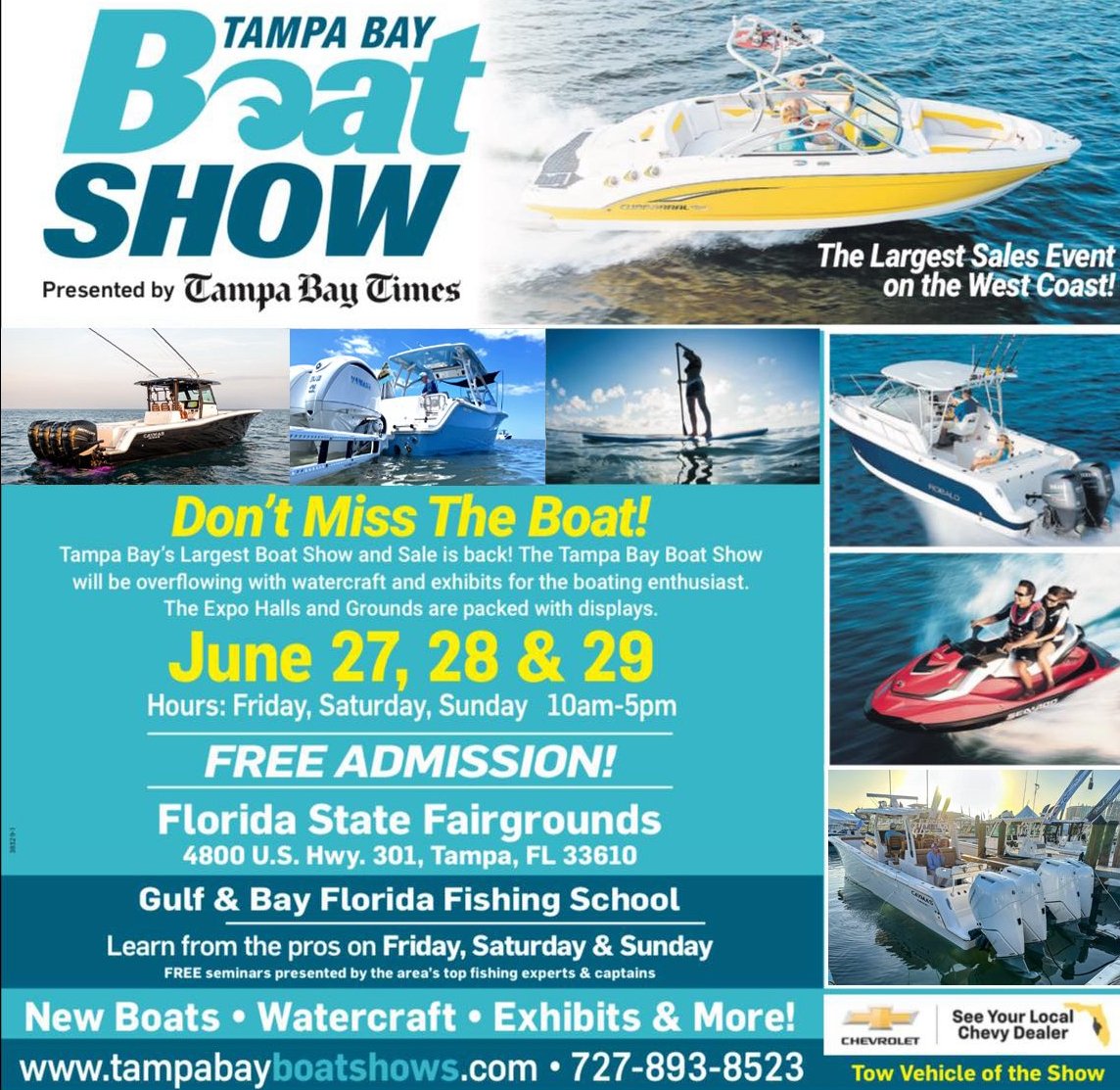 BLMGtweets's tweet photo. 🚤 Join #TeamBLMG at the Tampa Bay Boat Show June 27–29 at the FL State Fairgrounds! Check out Sea Fox, Caymas, Crownline &amp; Finseeker boats + exclusive show deals. Free entry &amp; fishing seminars all weekend!

#BlackLabelMarineGroup #TampaBayBoatShow https://t.co/Tjbfvb8D6V