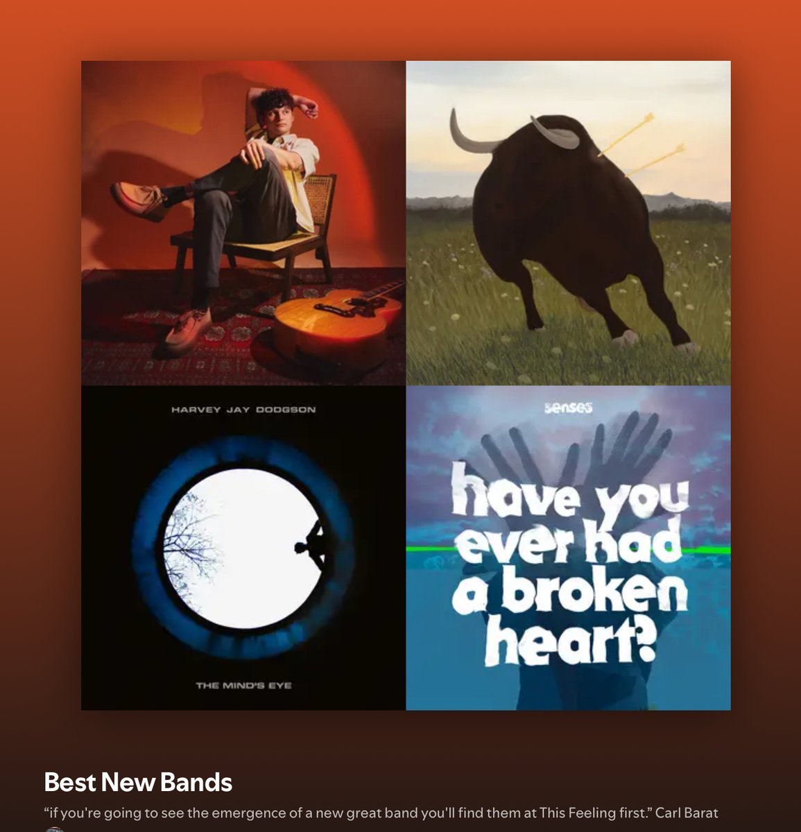 This Feeling (@this_feeling) on Twitter photo Best New Bands playlist adds 19/2025 🎸🔥
<a href="/FinnForster1/">Finn Forster</a>
<a href="/TheRoystonClub/">The Royston Club</a>
<a href="/harveyjdodgson/">Harvey Jay Dodgson</a>
<a href="/sensesforever/">senses</a> x @andybebop
<a href="/thekowloons/">The Kowloons</a>
<a href="/sashaassad_/">Sasha Assad</a>
<a href="/Five_LinesUK/">Five Lines</a>
<a href="/LarkinHarri/">Harri Larkin</a>
<a href="/jamessmithvocal/">James Smith</a>
<a href="/DixonCortney/">Cortney Dixon</a>
<a href="/ellurmusic/">Ellur</a>
<a href="/suspiretheband/">Suspire</a> & more!
🔊open.spotify.com/playlist/3ku8L… Best New Bands playlist adds 19/2025 🎸🔥
<a href="/FinnForster1/">Finn Forster</a>
<a href="/TheRoystonClub/">The Royston Club</a>
<a href="/harveyjdodgson/">Harvey Jay Dodgson</a>
<a href="/sensesforever/">senses</a> x @andybebop
<a href="/thekowloons/">The Kowloons</a>
<a href="/sashaassad_/">Sasha Assad</a>
<a href="/Five_LinesUK/">Five Lines</a>
<a href="/LarkinHarri/">Harri Larkin</a>
<a href="/jamessmithvocal/">James Smith</a>
<a href="/DixonCortney/">Cortney Dixon</a>
<a href="/ellurmusic/">Ellur</a>
<a href="/suspiretheband/">Suspire</a> & more!
🔊open.spotify.com/playlist/3ku8L…