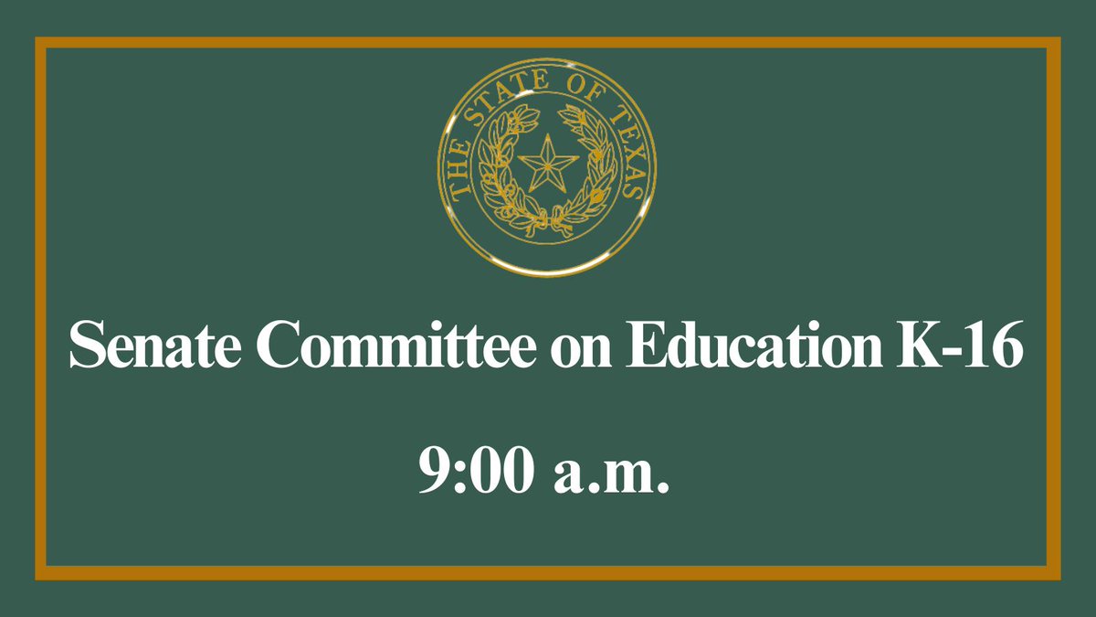 CreightonForTX's tweet image. The Senate Committee on Education K-16 will meet at 9:00 a.m. to consider legislation, and the Texas Senate will gavel in at 10 a.m.
Livestream them here: senate.texas.gov/av-live.php