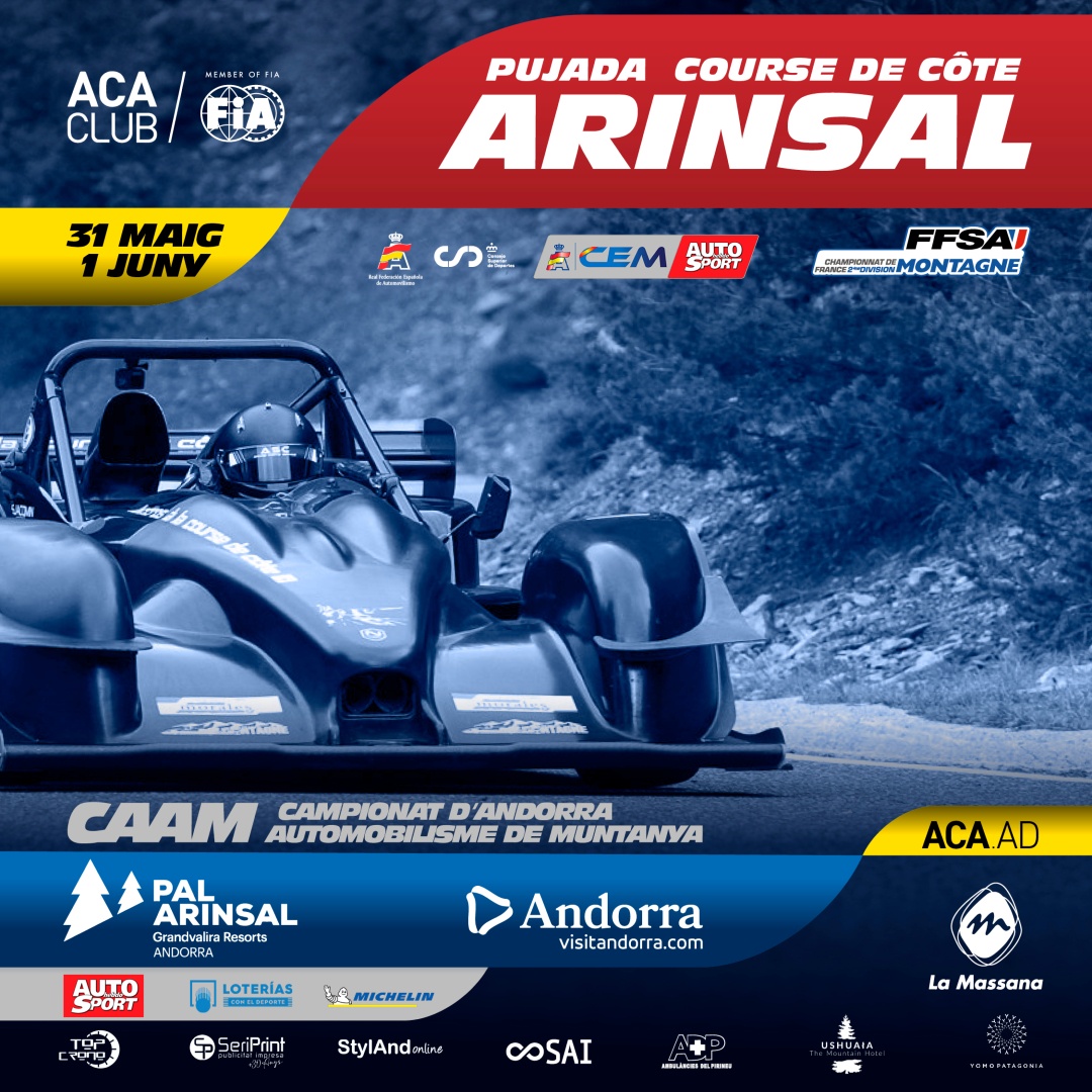 🚗💥🇦🇩 Més de 💯 pilots, tres campionats i un entorn únic:
La Pujada Arinsal 2025 ja escalfa motors!
📍 31 de maig i 1 de juny
🎟️ Consulta el programa i vine a viure-ho en directe!
#PujadaArinsal2025  #Arinsal2025 #ACAEsportiva