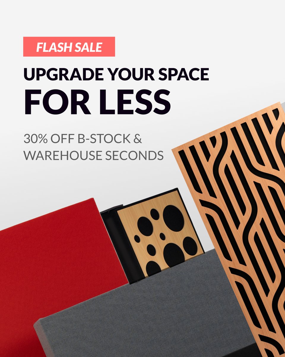 🚨 30% OFF B-Stock &amp; Warehouse Seconds!
Fully functional, minor cosmetic flaws - massive savings.
Panels, bass traps, diffusers &amp; more.
Limited stock, moving fast!

Upgrade your sound without breaking the bank.

Shop now: hubs.ly/Q03pdrKy0