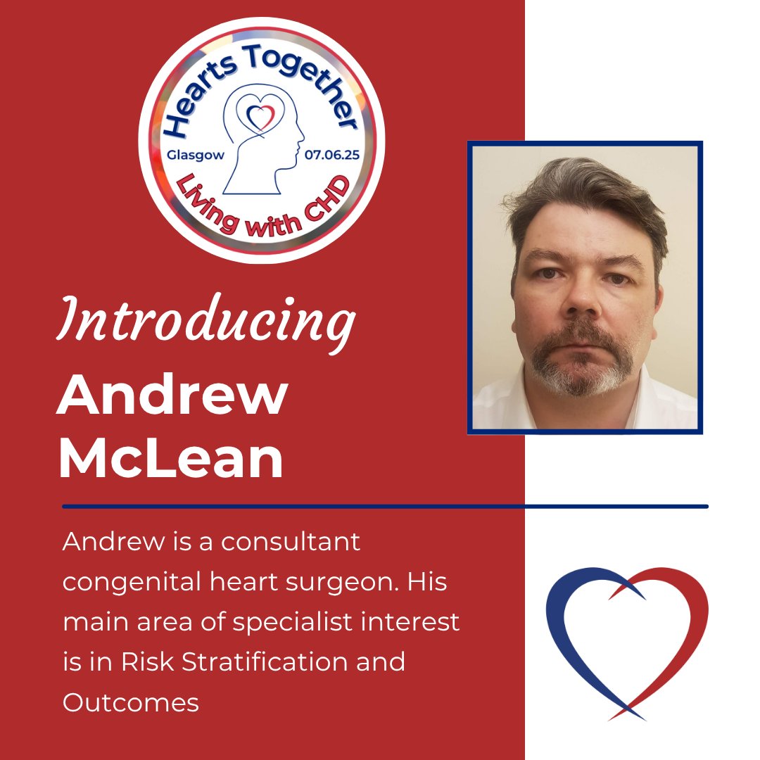 Have you booked for our Hearts Together conference on 7th June?
sfhearts.org.uk/hearts-togethe…
We are excited that we have Andrew McLean presenting a talk on Risk and Outcomes in Congenital Heart Surgery. Andrew has been a consultant in congenital heart surgery in Glasgow for 17 years.