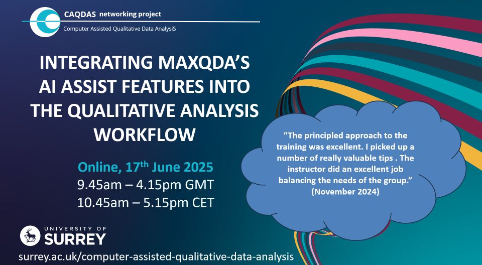 CAQDAS Networking Project (@caqdas_project) on Twitter photo Considering incorporating AI into #QualitativeResearch? #MAXQDA contains powerful tools to help at various stages. Find out how & when you might use these at this hands-on online course. Info & book buff.ly/EWfqwZT <a href="/VerbiSoftware/">MAXQDA</a> <a href="/SocResCourses/">Social Research Courses, UniOfSurrey</a> #phd <a href="/SurreySociology/">Surrey Sociology</a> #AI Considering incorporating AI into #QualitativeResearch? #MAXQDA contains powerful tools to help at various stages. Find out how & when you might use these at this hands-on online course. Info & book buff.ly/EWfqwZT <a href="/VerbiSoftware/">MAXQDA</a> <a href="/SocResCourses/">Social Research Courses, UniOfSurrey</a> #phd <a href="/SurreySociology/">Surrey Sociology</a> #AI