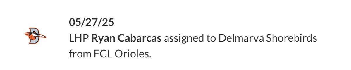 Congrats to Ryan Cabarcas on the callup