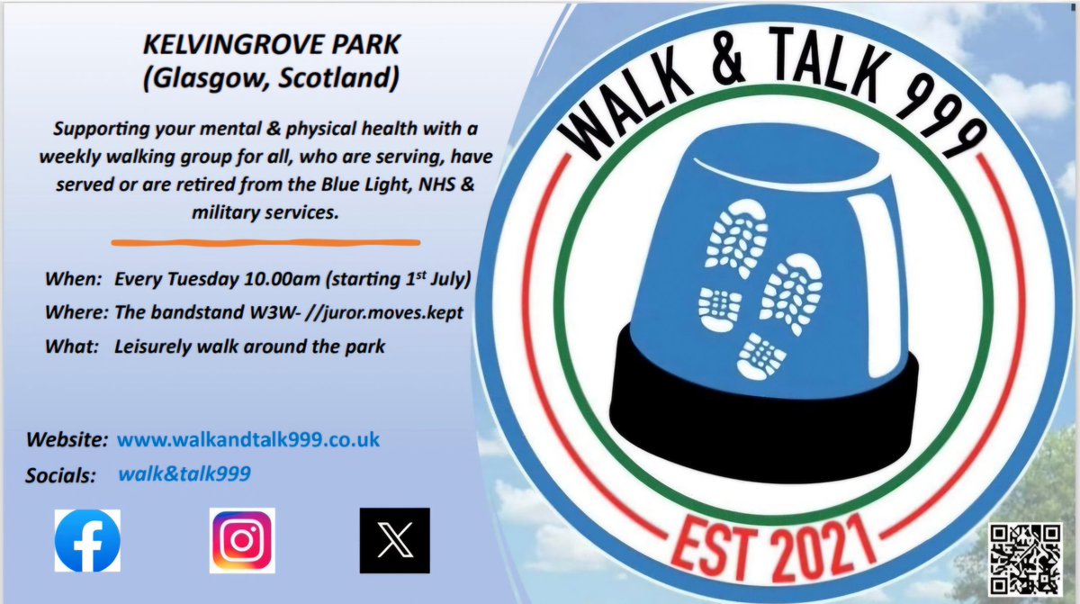 🚨Announcement 🚨

We are excited to announce that  from the 1st July, we have a new, 'walk for all' starting in Glasgow, which will be led by <a href="/aidensweeney8/">Aiden 🏴󠁧󠁢󠁳󠁣󠁴󠁿⛑️🚑📞</a>   . Welcome to the Team 👏