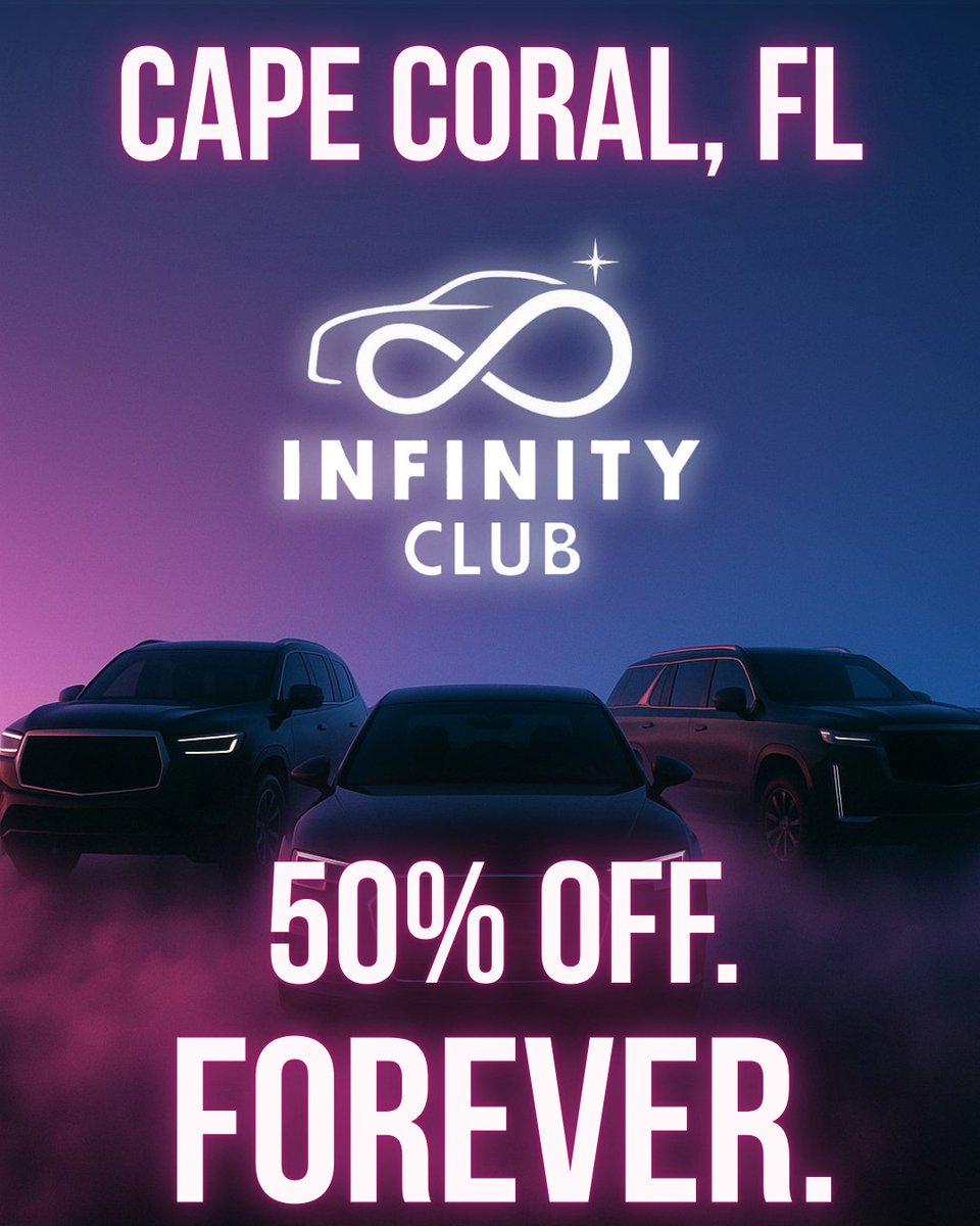 Cape Coral, we’re not even open yet and we’re already handing out deals.
50% off your car wash membership for life and 30 days free.
Only the first 500 get it — and once it’s gone, it’s gone.
Click the link below. Secure your spot now and flex on the first day.