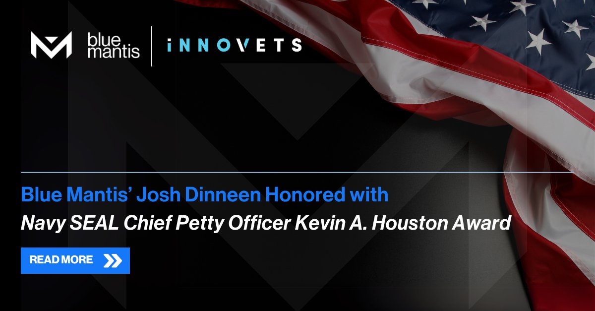 We’re proud to announce that our CEO, Josh Dinneen, has been honored with the prestigious Navy SEAL Chief Petty Officer Kevin A. Houston Award! Thank you <a href="/InnoVets_US/">InnoVets</a>: okt.to/t6MRGQ 
#LetsMeetTheFuture #OneTeamOneMantis #Veterans #Leadership #GoldStarFamilies #codex