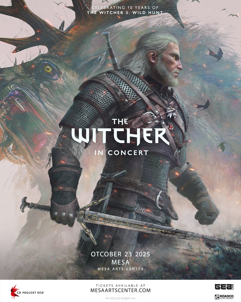 Mesa Arts Center (@mesaartscenter) on Twitter photo JUST ANNOUNCED! <a href="/thewitcher/">The Witcher</a> in Concert is coming to Mesa Arts Center on Oct 23! Celebrate 10 years of Geralt’s epic journey with a live orchestra and breathtaking in-game visuals! 🐺⚔️ Tickets on sale Fri, May 30 at 10:00 AM ▶️ mesaartscenter.com/witcher JUST ANNOUNCED! <a href="/thewitcher/">The Witcher</a> in Concert is coming to Mesa Arts Center on Oct 23! Celebrate 10 years of Geralt’s epic journey with a live orchestra and breathtaking in-game visuals! 🐺⚔️ Tickets on sale Fri, May 30 at 10:00 AM ▶️ mesaartscenter.com/witcher
