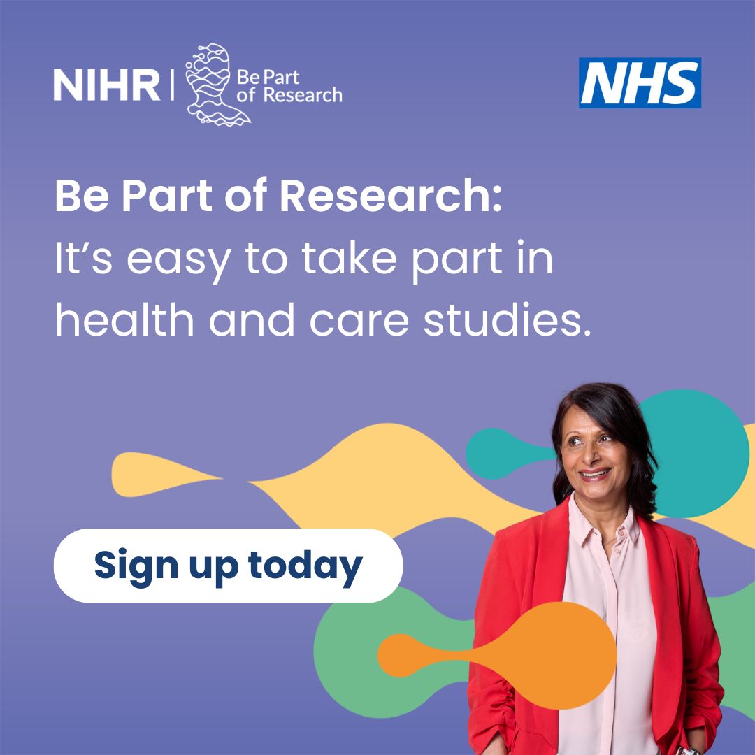 Versus Arthritis (@versusarthritis) on Twitter photo The <a href="/NIHRresearch/">National Institute for Health and Care Research</a>'s new initiative “Be Part of Research” launched last week.
The free service matches you to suitable studies, including studies for arthritis and related conditions. Want to find out more? Visit: bepartofresearch.nihr.ac.uk The <a href="/NIHRresearch/">National Institute for Health and Care Research</a>'s new initiative “Be Part of Research” launched last week.
The free service matches you to suitable studies, including studies for arthritis and related conditions. Want to find out more? Visit: bepartofresearch.nihr.ac.uk