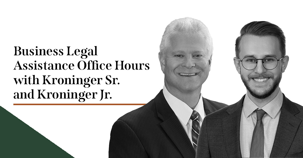 In partnership with 20Fathoms, attorneys Tim K. Kroninger and Tim D. Kroninger offer complimentary consultations to startups in northwest Michigan on the first Friday of every month. These sessions help entrepreneurs navigate legal questions that arise when starting a business.