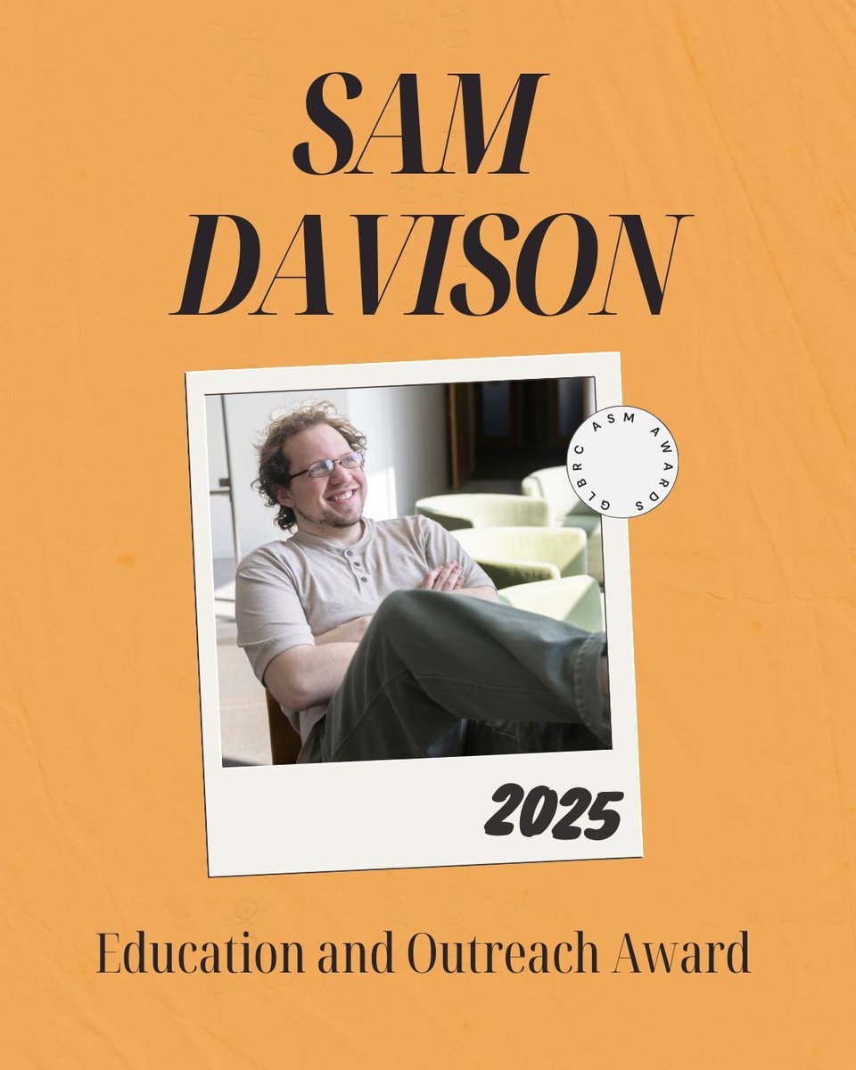 Graduate student Sam Davison is the recipient of the 2025 GLBRC Outreach &amp; Education award for his dedication to programming and outreach events! Davison is a regular volunteer at outreach events where he builds connections through imagination and creativity. Huge congrats, Sam!