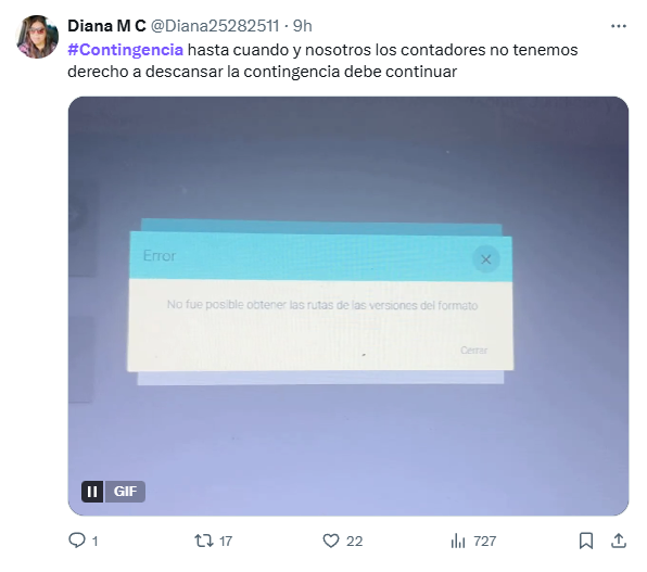 «#Contingencia», porque usuarios siguen reportando fallas en la plataforma de la <a href="/DIANColombia/">DIANColombia</a>, lo que está dificultando la labor de contadores y el trámite a tiempo de las declaraciones de renta, ingresos y patrimonio.
Exigen una pronta solución y prórroga de la contingencia. ⌛️