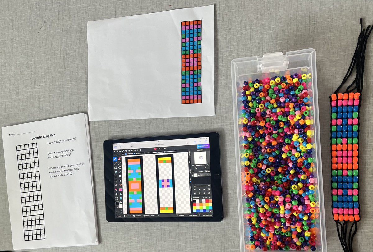 burnsmelissa1's tweet image. Yesterday students used pixel art to create a symmetrical design for their loom beading. Our templates are ready and we can’t wait to start beading next week! #sd38learn @RichmondSD38