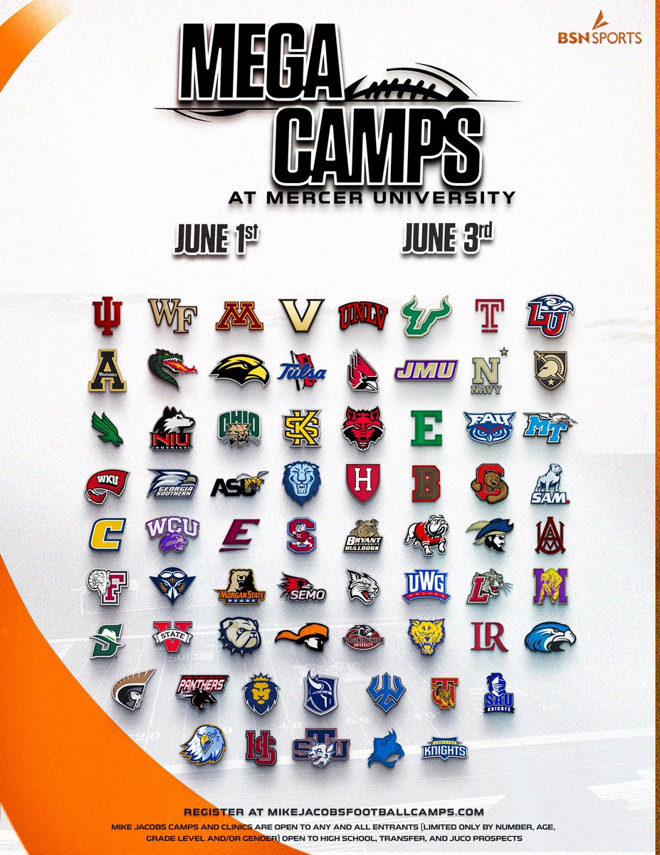 Alexander Citrullo (@alexcit53) on Twitter photo I will be at the <a href="/MercerFootball/">Mercer Football</a> Mega Camp on June 1! Ready to work! 💯
<a href="/Coach_Raitano/">Chris Raitano</a> <a href="/Coach_ABarr/">Alex Barr</a> <a href="/CoachWCinelli/">Will Cinelli</a> <a href="/CoachIvinJasper/">Ivin Jasper</a> <a href="/CoachDDixon/">Daryl Dixon</a> <a href="/Mitch_Militello/">Mitch Militello</a> <a href="/Jay_Clem_/">Jay Clements</a> <a href="/CoachBernardi74/">Joe Bernardi</a> <a href="/UHALLTHEBALL/">Ulysses D. Hall</a> <a href="/CoachZLankford/">Zach Lankford</a> <a href="/CoachKevinRevis/">Kevin Revis</a> <a href="/coachjpizzo/">Joe Pizzo</a> <a href="/CoachWellsWCU/">Rylan Wells</a> <a href="/CoachKingWCU/">Jeremy King</a> I will be at the <a href="/MercerFootball/">Mercer Football</a> Mega Camp on June 1! Ready to work! 💯
<a href="/Coach_Raitano/">Chris Raitano</a> <a href="/Coach_ABarr/">Alex Barr</a> <a href="/CoachWCinelli/">Will Cinelli</a> <a href="/CoachIvinJasper/">Ivin Jasper</a> <a href="/CoachDDixon/">Daryl Dixon</a> <a href="/Mitch_Militello/">Mitch Militello</a> <a href="/Jay_Clem_/">Jay Clements</a> <a href="/CoachBernardi74/">Joe Bernardi</a> <a href="/UHALLTHEBALL/">Ulysses D. Hall</a> <a href="/CoachZLankford/">Zach Lankford</a> <a href="/CoachKevinRevis/">Kevin Revis</a> <a href="/coachjpizzo/">Joe Pizzo</a> <a href="/CoachWellsWCU/">Rylan Wells</a> <a href="/CoachKingWCU/">Jeremy King</a>