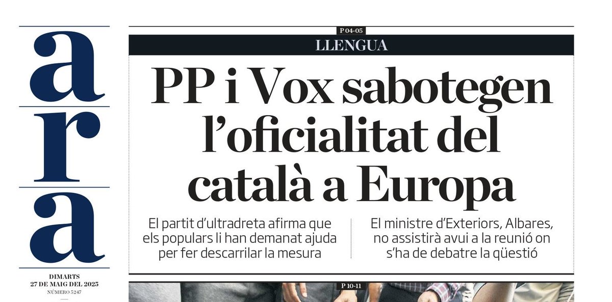 Ja tenen el relat que molts volen i cap partit no sap contrarestar. Continuarem sense tenir el català reconegut a la UE però no serà per haver renunciat a la independència sinó per culpa de la maleïda dreta espanyola.
Via lliure per continuar donant suport al PSOE a canvi de res.