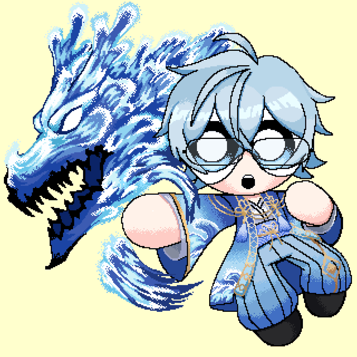 gyraius's tweet image. @Acooler_ aí sua versão super poderosa, me empolguei um pouco na hora de fazer o dragão de água no estilo daquelas pinturas japoneses maneiras