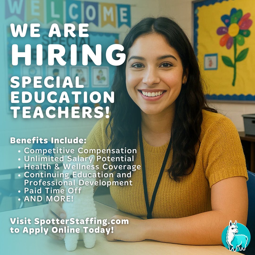 📚 Job Title: Special Education Teacher
📍 Location: Antioch, Illinois
💵 Pay Range: $43-$50/hour
Apply online today!
spotterstaffing.com/wp-content/plu…
#SpecialEducationJobs #HiringSpecialEducation #ChicagoTeachers #ChicagoTeachingJobs
