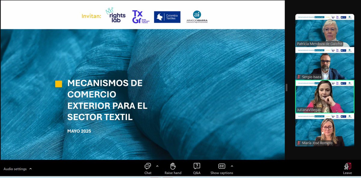 JulianaVillegas's tweet photo. 🚨Hablemos #ya de #internacionalización #textiles #confecciones! Gran equipo @AraujoIbarraCol + @sergioisaza #TxGrPartners + @MariaJoseR17257 #RightsLab💪🏽. Gracias #ColombiaTextiles por unirse a este proyecto y apostarle a #sostenibilidad con nosotros! 👇🏽
https://t.co/hGMpbXdhJF https://t.co/D9yVdL2OId