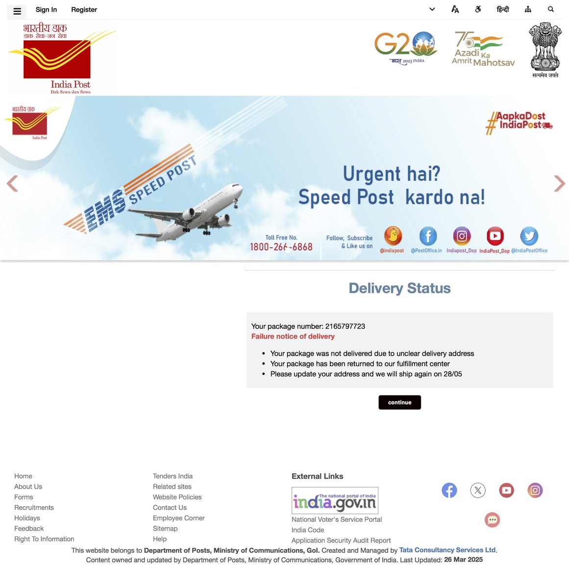 farhatahmed29's tweet photo. I’ve been getting these scam messages, this is the second time, please look into this @IndiaPostOffice @ScamAlertIndia @assampolice @DGPAssamPolice https://t.co/yxZ91juV0e