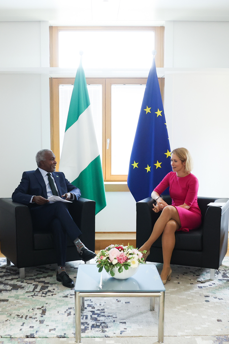 EUinNigeria's tweet photo. HRVP @kajakallas had a productive meeting with 🇳🇬Foreign Minister, Amb. @YusufTuggar, at the AU-EU Ministerial in Brussels. Among others, talks centred on trade & investment, cooperation on migration & situation in the Sahel & #RPDProgramme, @NigeriaMFA's new initiative. #AUEU25 https://t.co/etdLa1JDK5