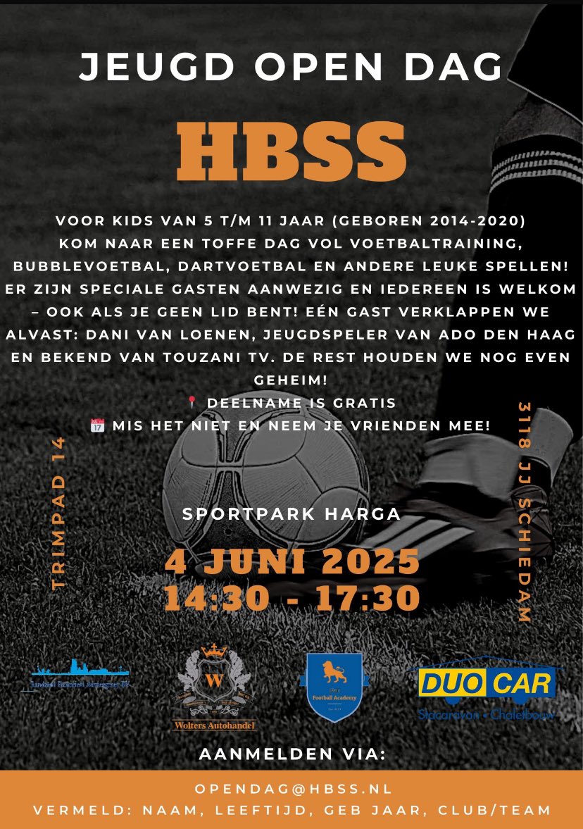 Een leuke middag onder toffe begeleiding? Voor alle jeugd tm 11 jaar ! Be there en show your skills👍🏽⚽️👍🏽⚽️ <a href="/ssvHBSS/">ssv HBSS</a> <a href="/waterwegsport/">WaterwegSport.nl</a>