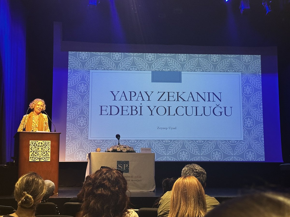 dhatice_edu's tweet photo. Prof. Dr. Zeynep Uysal: “Yapay Zekânın Edebî Yolculuğu” #spedebiyatveyapayzekasempozyumu https://t.co/CiZvL3Vguf