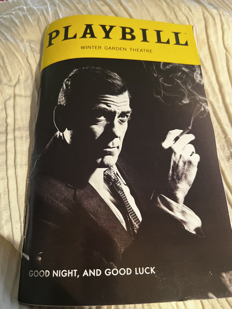 I hope &amp; predict that #GeorgeClooney &amp; #GoodnightNightandGoodLuck will win Tony Awards. The story of fearless broadcast journalist Edmund R. Murrow is tragically relevant today. His ironclad commitment to exposing the truth &amp; defiance of censorship is so inspiring. A must-see!