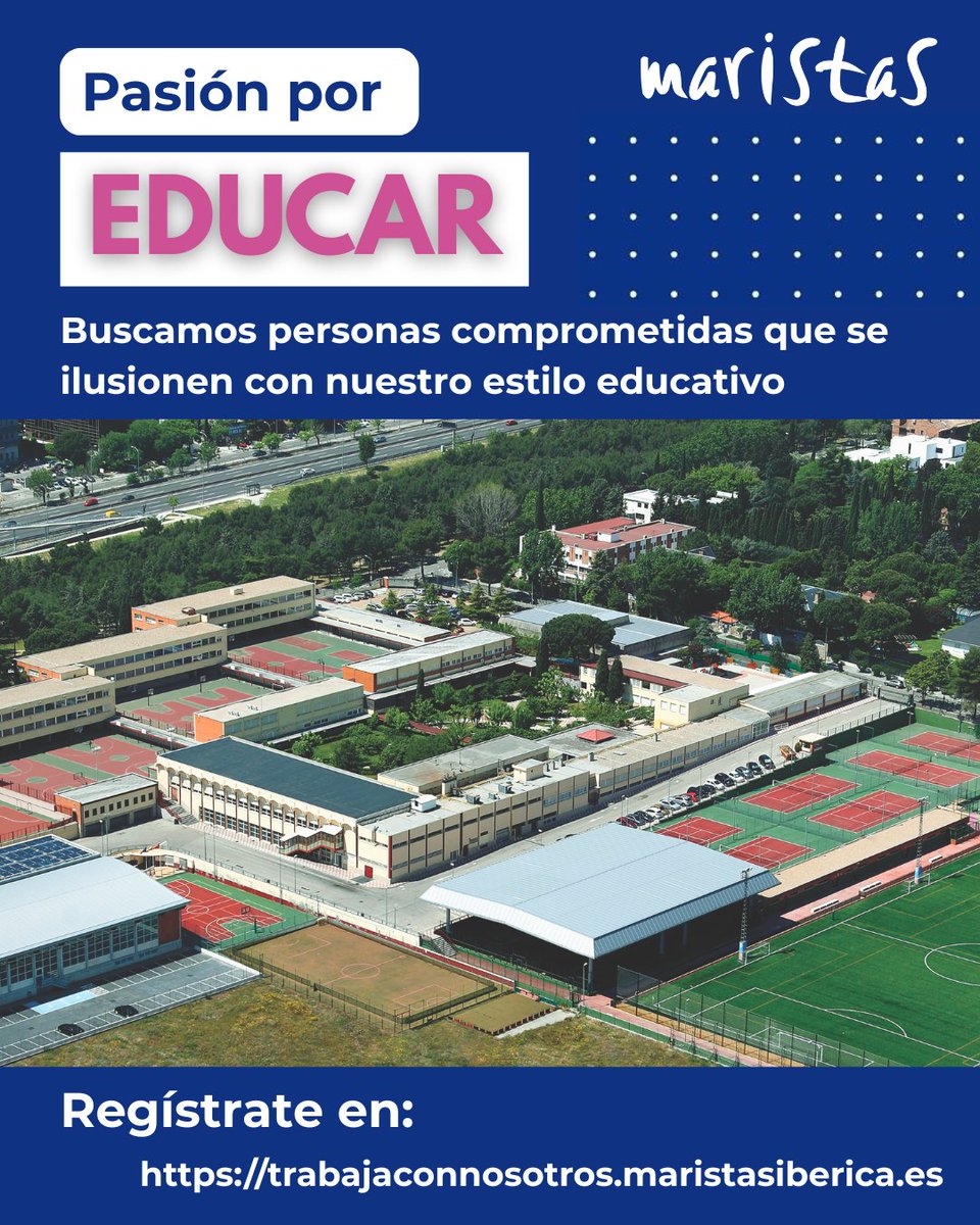 💙 Pasión por EDUCAR

En Maristas buscamos profesionales comprometidos, con vocación y con ganas de transformar el mundo a través de la educación Si te ilusiona nuestro estilo educativo... 🙌
trabajaconnosotros.maristasiberica.es
#PasiónPorEducar #MaristasIbérica #TrabajaConNosotros
