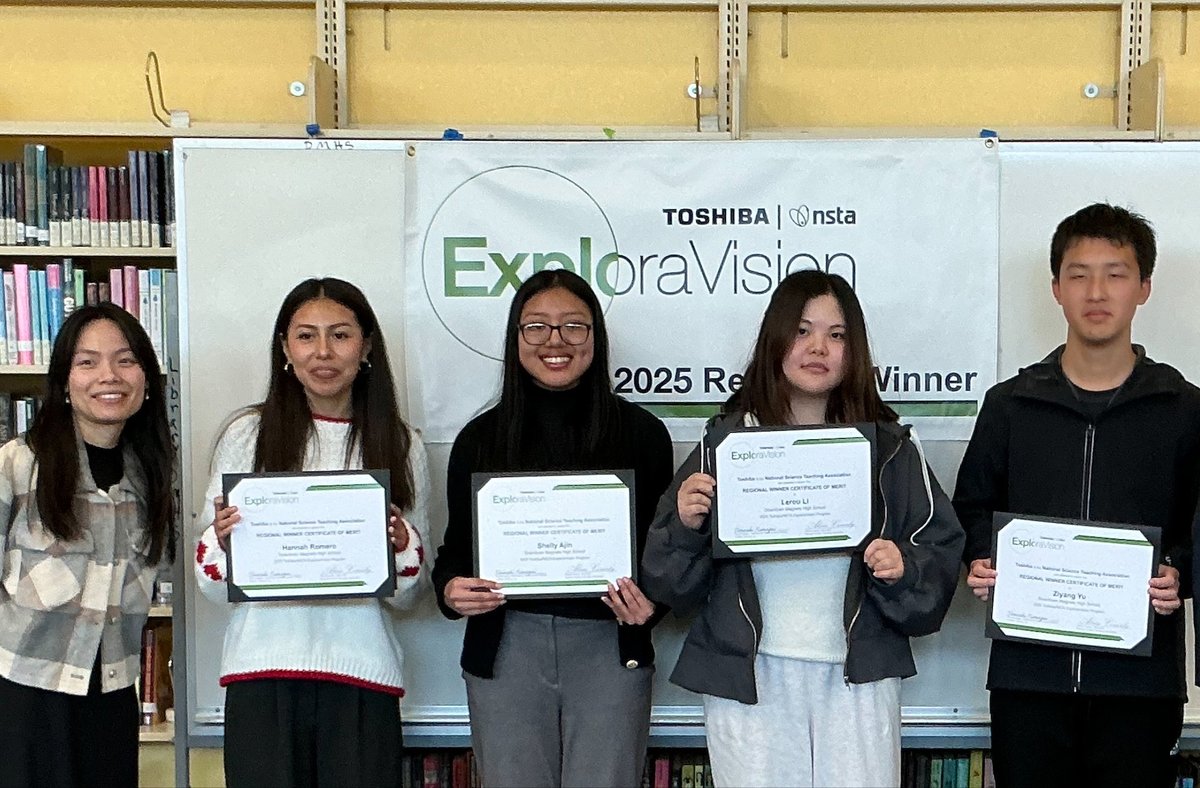 ToshibaAmerica's tweet image. Big shout out to Ziyang Deng, Hannah Romero, Lerou Li, Shelley Ajin, and Coach Vy Le from Downtown Magnets High School in Los Angeles, California! They’ve been selected as national winners for this year’s #Toshiba/@NSTA #ExploraVision with NAPS project!
@laschools