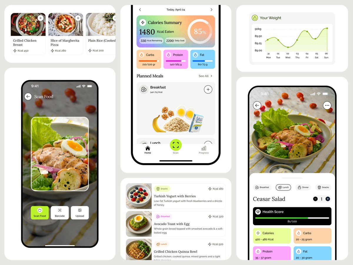 Calorie tracking mobile app shot on my dribbble🥑dribbble.com/shots/26078122…
