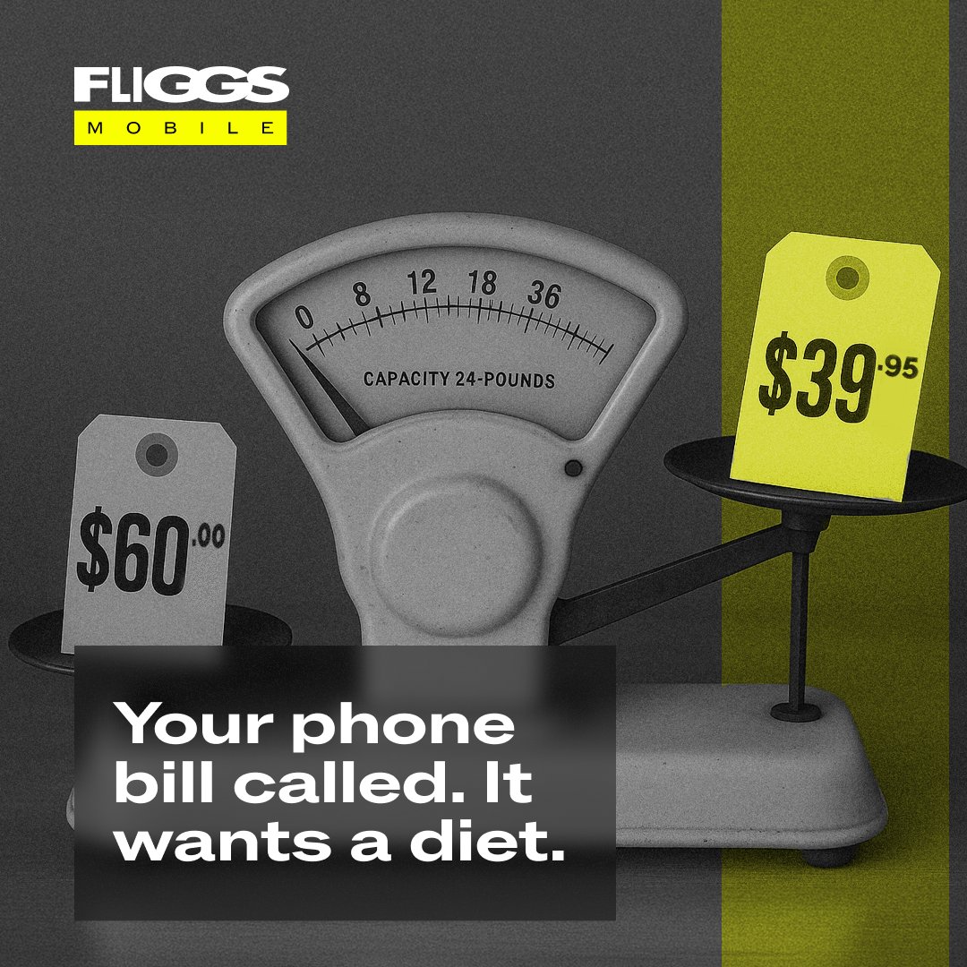 Cut the fat, keep the essentials. 
Unlimited talk, text, and data—without   the premium price tag.

Unlimited Calls&amp;Text for 39.95/m.

#thursdaymotivation #fliggsmobile