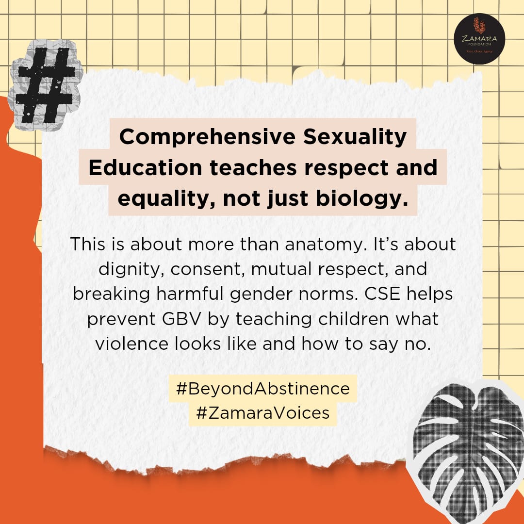 mugeni-baraza (@barazamugeni) on Twitter photo When young people are denied facts about their bodies, itās not protection itās oppression.
Comprehensive Sexuality Education (CSE) gives us knowledge. And knowledge is power.
Letās stop pretending ignorance is safer.
<a href="/Zamara_fdn/">Zamara Foundation</a> #ZamaraVoices #BeyondAbstinence When young people are denied facts about their bodies, itās not protection itās oppression.
Comprehensive Sexuality Education (CSE) gives us knowledge. And knowledge is power.
Letās stop pretending ignorance is safer.
<a href="/Zamara_fdn/">Zamara Foundation</a> #ZamaraVoices #BeyondAbstinence