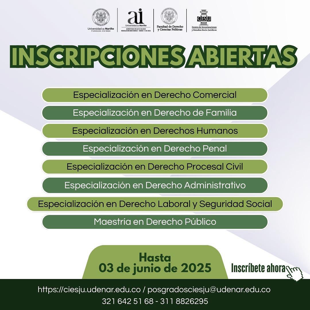 📚 ¿Ya te inscribiste? En CIESJU seguimos apostándole a la formación con sentido social 💡Recuerda que tenemos abiertas las inscripciones a nuestros programas académicos y tú puedes ser parte.
🗓️ Tienes plazo hasta el 3 de junio para asegurar tu cupo.