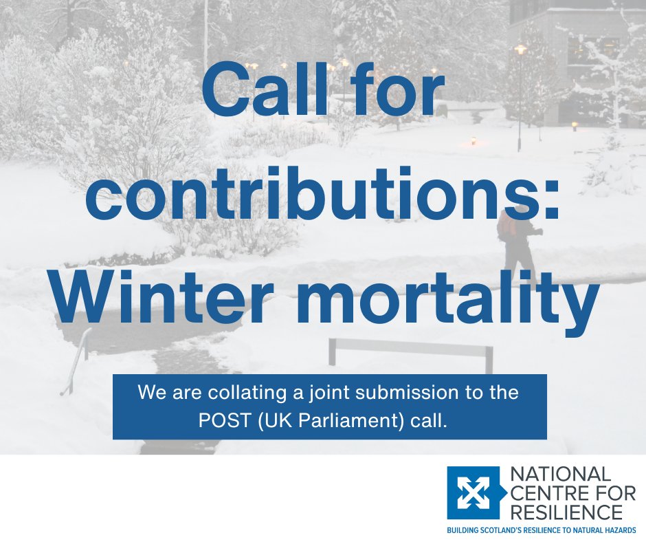 National Centre for Resilience (@resiliencescot) on Twitter photo Does your research address factors that increase vulnerability to winter mortality? We are collating a joint submission to the recent POST call. Please get in touch with links to your open-access research if interested in being included: nationalcentreforresilience@glasgow.ac.uk Does your research address factors that increase vulnerability to winter mortality? We are collating a joint submission to the recent POST call. Please get in touch with links to your open-access research if interested in being included: nationalcentreforresilience@glasgow.ac.uk