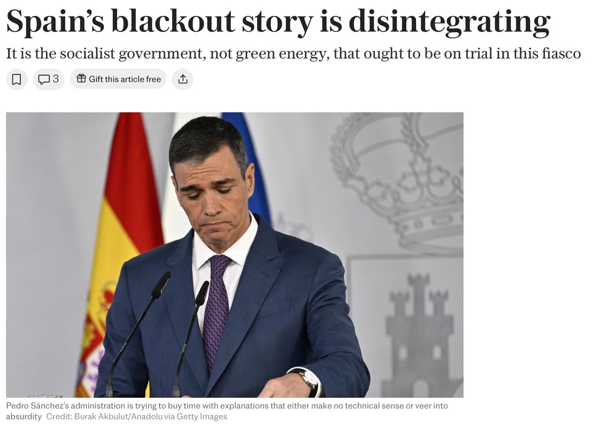 O cerco aperta-se. Tudo indica que a intromissão do governo espanhol (a CEO da RedElectrica, a equivalente à REN, é do PSOE e ganha um salário acima dos 800 mil Euros/ano) é a responsável pelo blackout: queriam testar, por indicação política, até quanto é que a rede aguentaria só