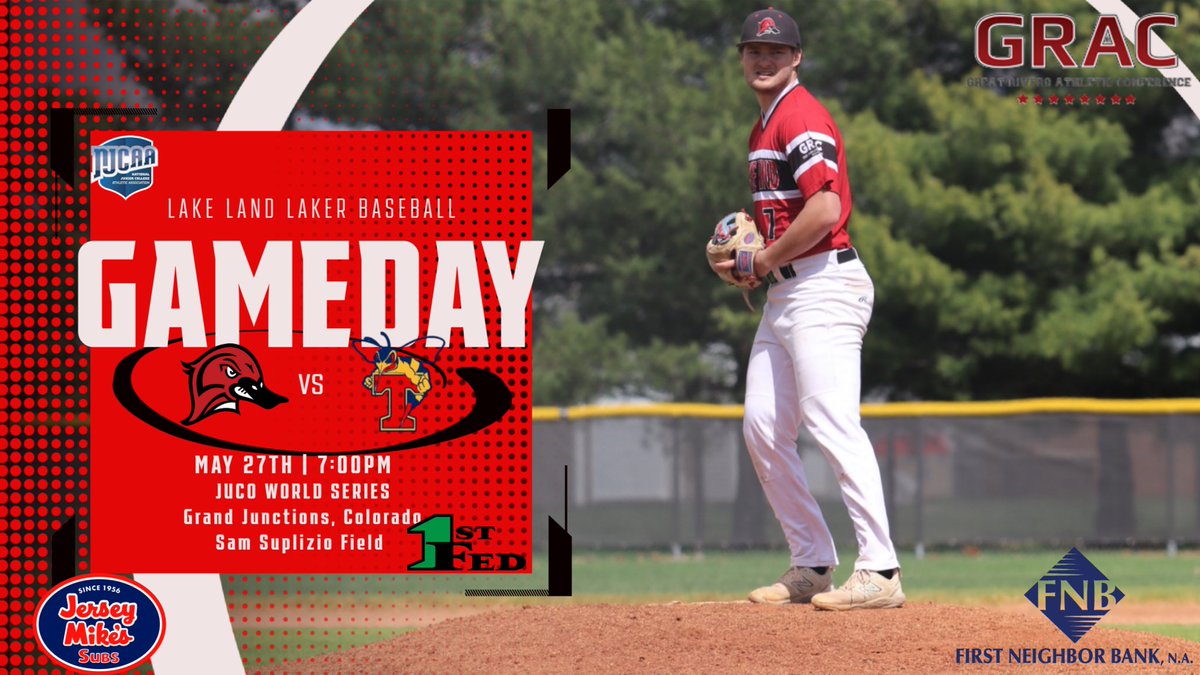 Laker Nation! If you're looking for a night cap?

We just might have what you're looking for!

That's right you guessed it!

 ITS JUCO WORLD SERIES GAME DAY FOR THE LAKERS!

Lakers take on Florence-Darlington tonight at 7:00PM at historic Sam Suplizio Field!

Can't wait to see