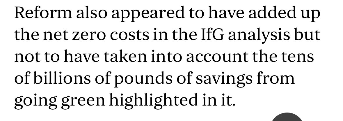 This is an important pushback to Farage’s highly spurious claims scrapping net zero would save the Treasury tens of billions.