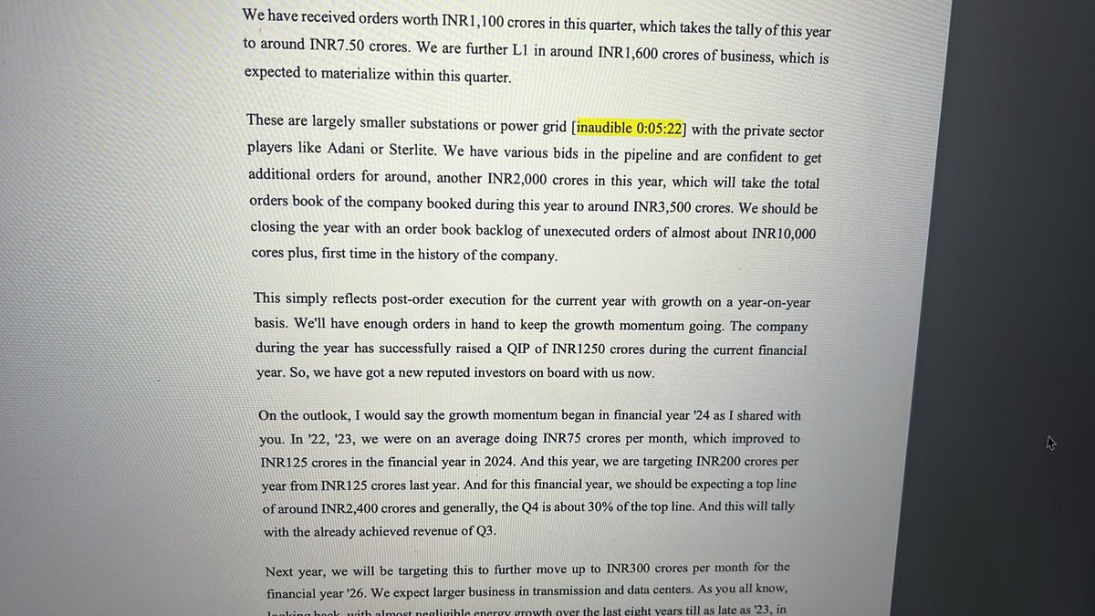 kushthakkar183's tweet image. This is called mgmt 100% accuracy 

Last concall mgmt said 2400 cr annual revenue 

Delivered 2401.7 Cr 

#TechnoElectric 
#TechnoE 

Ready for 1600++ ??