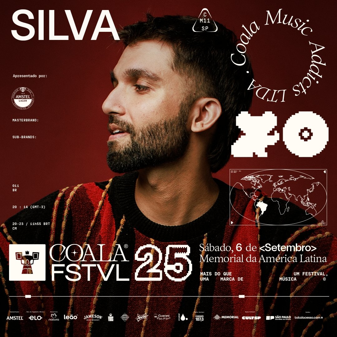 Coala Festival confirma Silva como nova atração, o cantor se apresenta no sábado (06). No mesmo dia ainda se apresentam Black Alien e Nando Reis com Chico Chico. 
Data: 5, 6 e 7 de setembro
Local: Memorial da América Latina em São Paulo
Ingressos: totalacesso.com/events/coalafs…