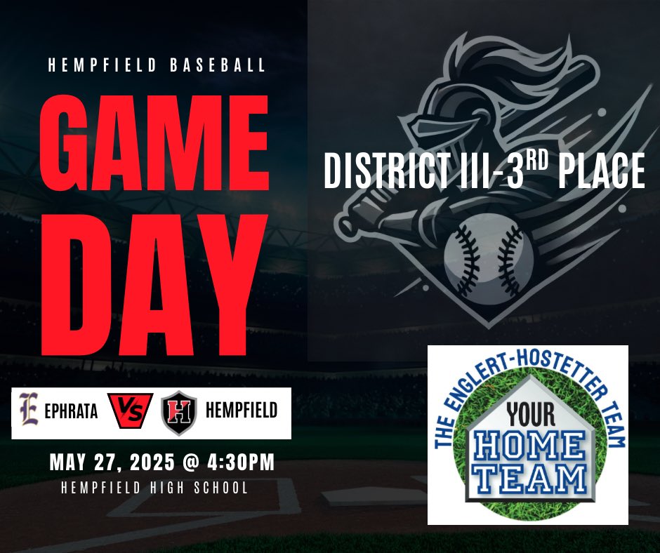 Hempfield Baseball (@blackknightbase) on Twitter photo The Englert-Hostetter Home Team Gameday. Hempfield will face Ephrata today at home @ 4:30pm for 3rd place in District III. All tickets must be purchased online at: events.hometownticketing.com/boxoffice/piaa… englerthostetterhomes.com <a href="/HSDSportsScores/">Hempfield Athletics</a> <a href="/lanclebbase/">LancLebBase</a> <a href="/piaadistrict3/">PIAA District III</a> <a href="/LancLebLeague/">LL League</a> The Englert-Hostetter Home Team Gameday. Hempfield will face Ephrata today at home @ 4:30pm for 3rd place in District III. All tickets must be purchased online at: events.hometownticketing.com/boxoffice/piaa… englerthostetterhomes.com <a href="/HSDSportsScores/">Hempfield Athletics</a> <a href="/lanclebbase/">LancLebBase</a> <a href="/piaadistrict3/">PIAA District III</a> <a href="/LancLebLeague/">LL League</a>