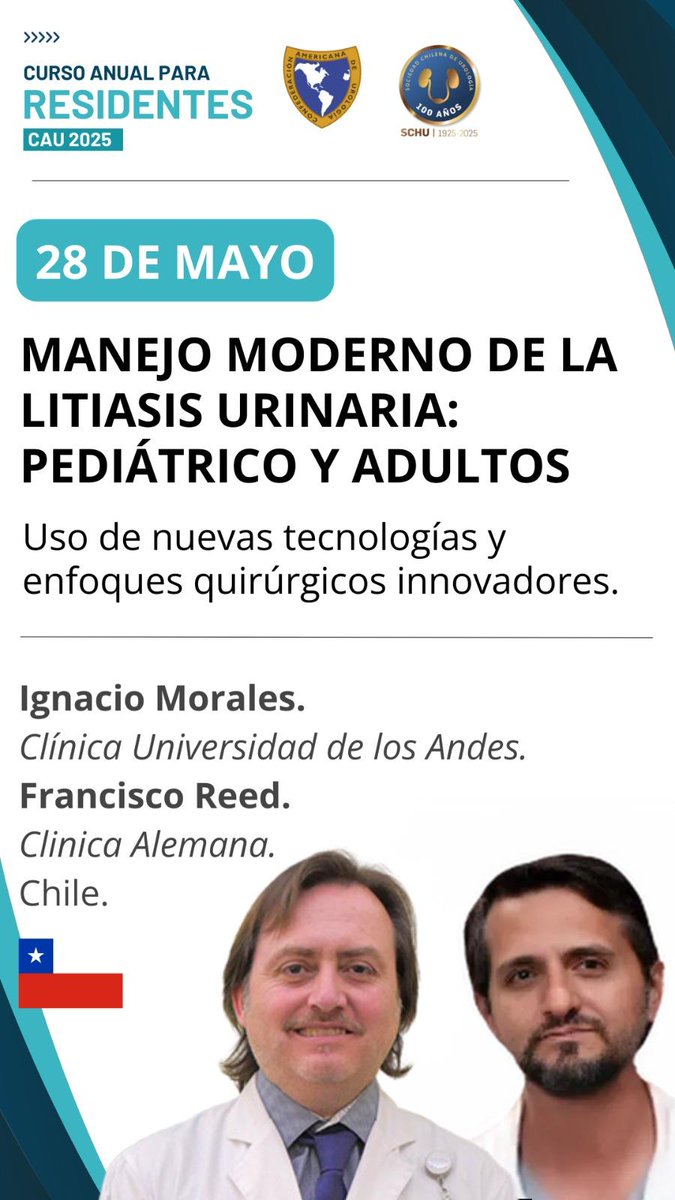 Mañana no te pierdas la clase 4 del Curso Anual para Residentes CAU-SCHU 2025.
Tema: "Manejo moderno de la Litiasis Urinaria: pediátrico y adultos" 

link clase zoom: us06web.zoom.us/webinar/regist…

<a href="/siupurol/">siupurol</a>