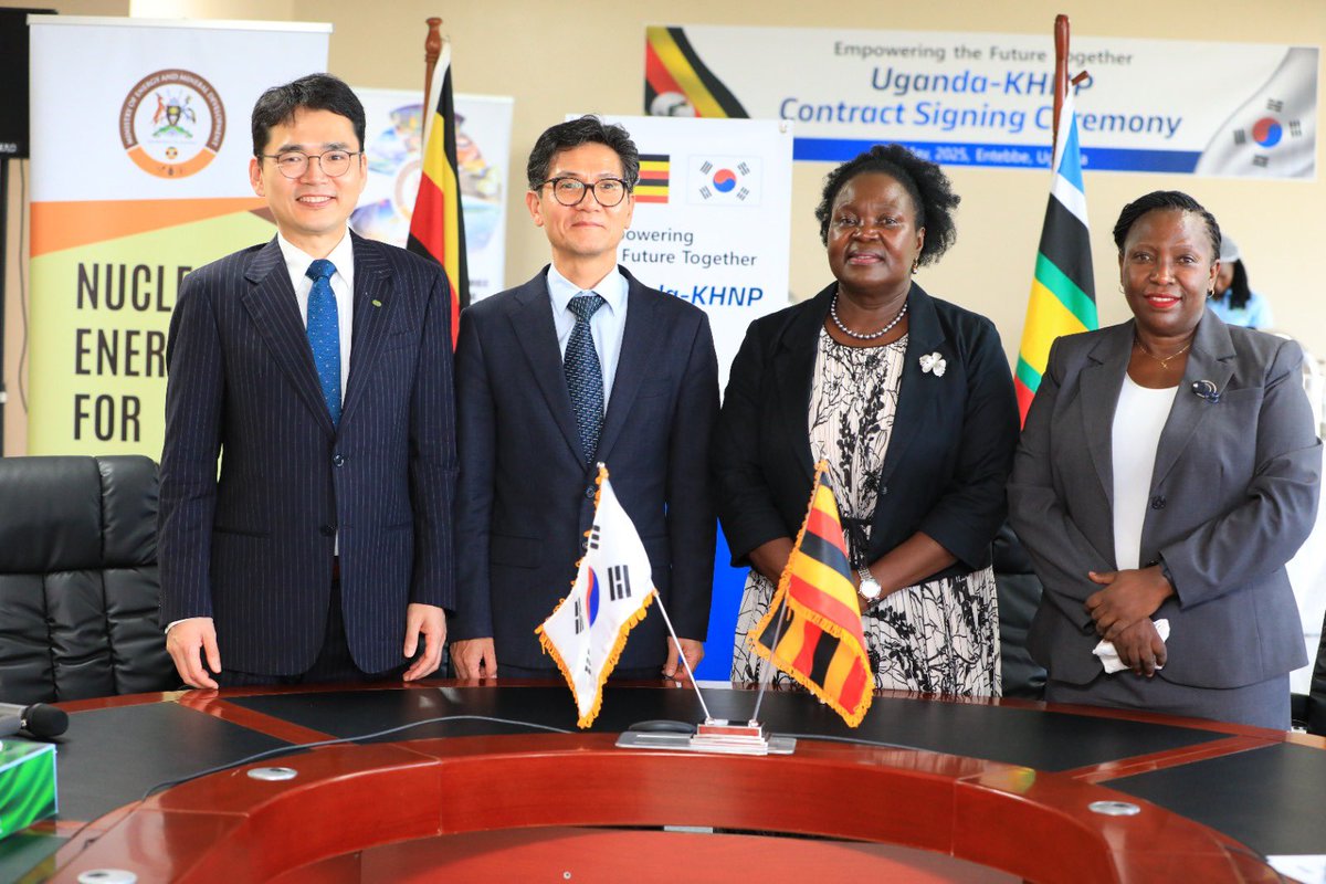 Ruth Nankabirwa Ssentamu (@nankabirwars) on Twitter photo Today, on behalf of <a href="/GovUganda/">Government of Uganda</a>, I signed a site evaluation service contract for Site Evaluation of the Buyende Nuclear Power Plant (8,400 MW). This is part of Uganda’s push to meet its 2040 energy goals of 52,481 MW, including 24,000 MW from nuclear. Today, on behalf of <a href="/GovUganda/">Government of Uganda</a>, I signed a site evaluation service contract for Site Evaluation of the Buyende Nuclear Power Plant (8,400 MW). This is part of Uganda’s push to meet its 2040 energy goals of 52,481 MW, including 24,000 MW from nuclear.