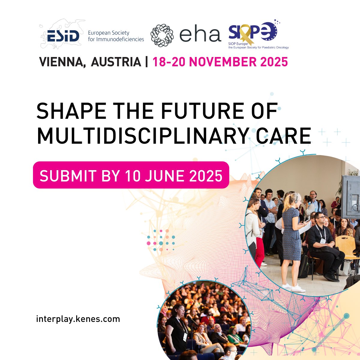 ⏳ 2 weeks left!
Submit your abstract for the ESID–EHA–SIOPE Focused Symposium 2025 by 10 June.
Working in immunology, haematology, or paediatric oncology? Share your insights with a global, cross-disciplinary audience.
🔗 bit.ly/4jkNHeg #Interplay2025