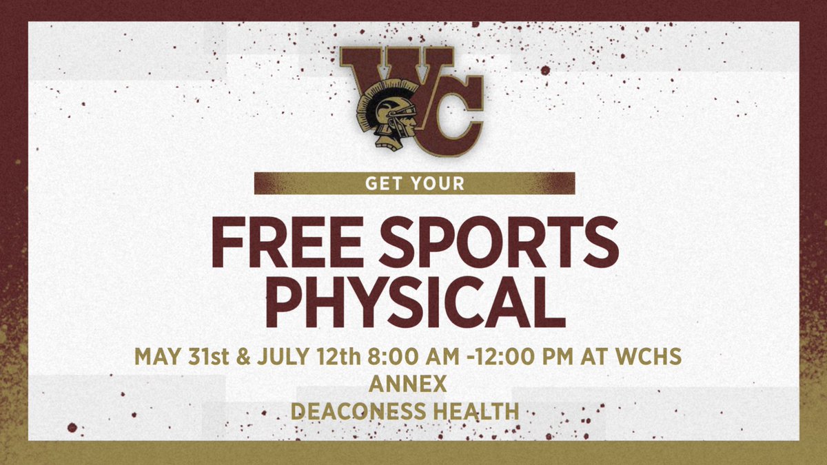 Don't forget the first opportunity for free physicals will be this Saturday!