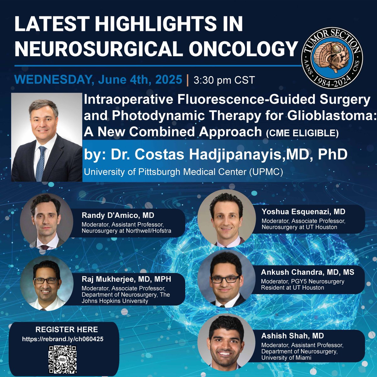 UTHealthNeurosciences (@uthneuro) on Twitter photo Join us for our next webinar in the Latest Highlights in Neurosurgical Oncology series with Dr. Costas Hadjipanayis MD, PhD, from UPMC on 06/04/25 at 3:30pm CST. This will be our first CME Eligible Webinar. Register here: rebrand.ly/ch060425 <a href="/jacquesmorcosmd/">Jacques Morcos MD FRCS FAANS</a> <a href="/EsquenaziMD/">Yoshua Esquenazi, M.D, FAANS</a> Join us for our next webinar in the Latest Highlights in Neurosurgical Oncology series with Dr. Costas Hadjipanayis MD, PhD, from UPMC on 06/04/25 at 3:30pm CST. This will be our first CME Eligible Webinar. Register here: rebrand.ly/ch060425 <a href="/jacquesmorcosmd/">Jacques Morcos MD FRCS FAANS</a> <a href="/EsquenaziMD/">Yoshua Esquenazi, M.D, FAANS</a>