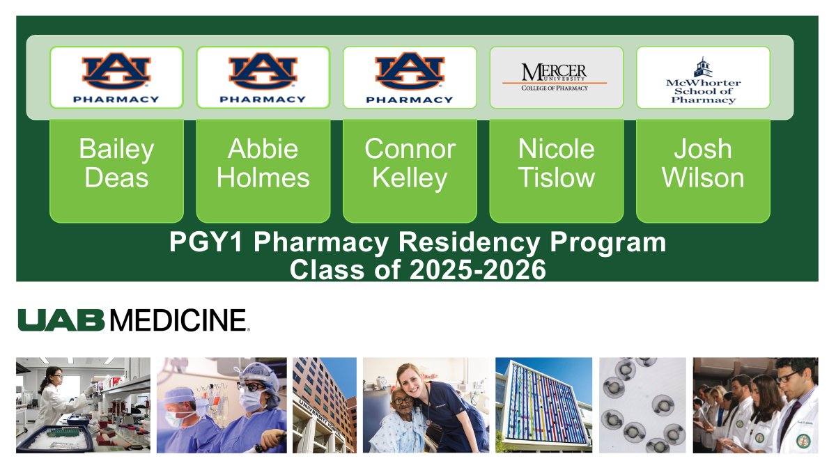 UABPharmRes's tweet photo. 🤗We are thrilled to announce our PGY1 Pharmacy Residency Class of 2025-2026🎉...stay tuned for more details of our PGY1 residents and our PGY2 Residency Program Class and residents! @UABPharmRes #MatchDay2025 https://t.co/PXZvgdiXPo