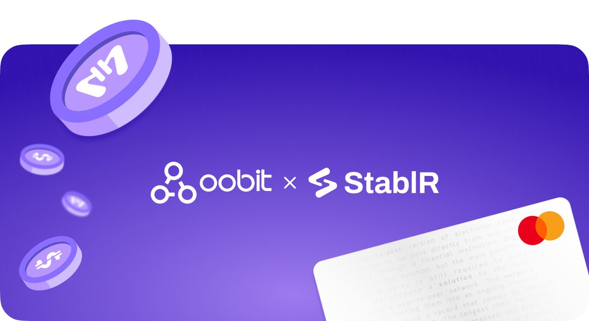 StablRUSD's tweet photo. 🇪🇺#MiCA-ready crypto payments just levelled up. 💳
#StablR x @Oobit: Tap & Pay with $EURR and $USDR in stores across Europe—and get 5% cashback.🤑
☑️ Real-world spending, powered by crypto.💸🔐
✅ Powered by Tether's #Hadron. | @hadron_tether
🔎 Read more: https://t.co/iCRvzBrmBz https://t.co/H2nebdMW8L