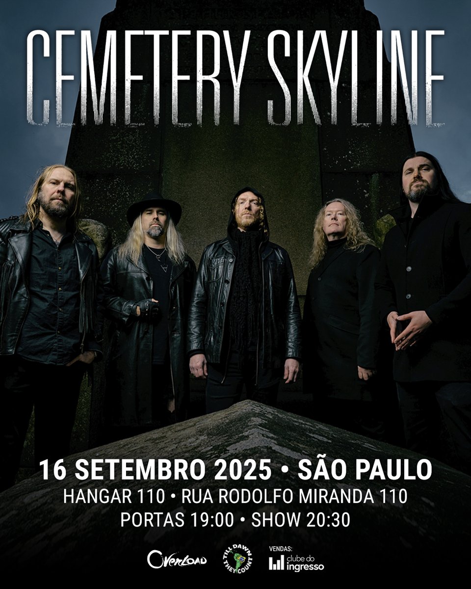 Overload orgulhosamente apresenta: CEMETERY SKYLINE pela primeira vez no Brasil!  

O supergrupo do metal gótico faz apresentação única em São Paulo no Hangar 110. 

Ingressos já à venda pelo Clube do Ingresso ou bilheteria do Carioca Club. Link na bio.