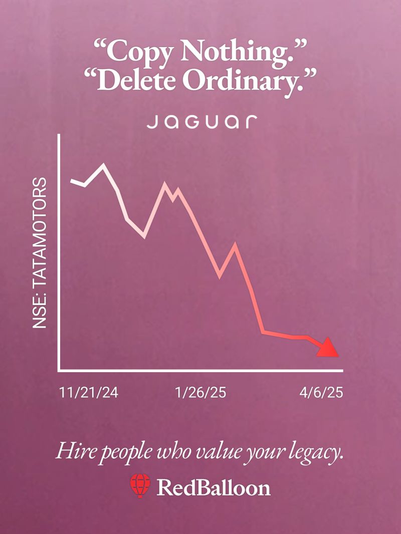 Jaguar used to stand for power, prestige, and performance.

Now it stands for... well nothing really. 

They traded power for pronouns and horsepower for hashtags.

And surprise surprise: their stock tanked.

Lesson learned:

When you stop making cars people want to drive and